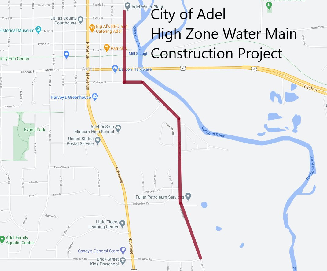 City of Adel High Zone Water Main Construction Project (from North 5th Street to Meadow Road)